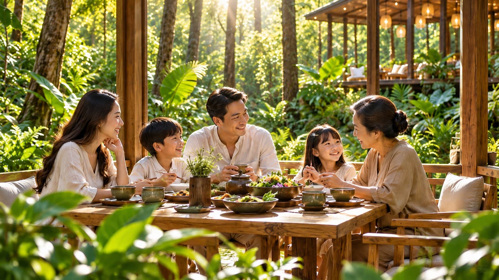 Gia đình quây quần bên bữa ăn